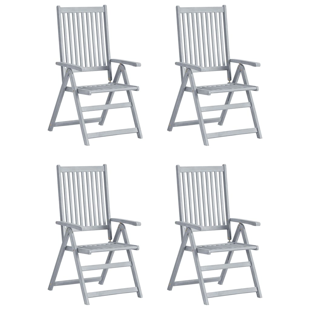 Chaises inclinables de jardin 4 pcs avec coussins Bois d'acacia 32 - 2