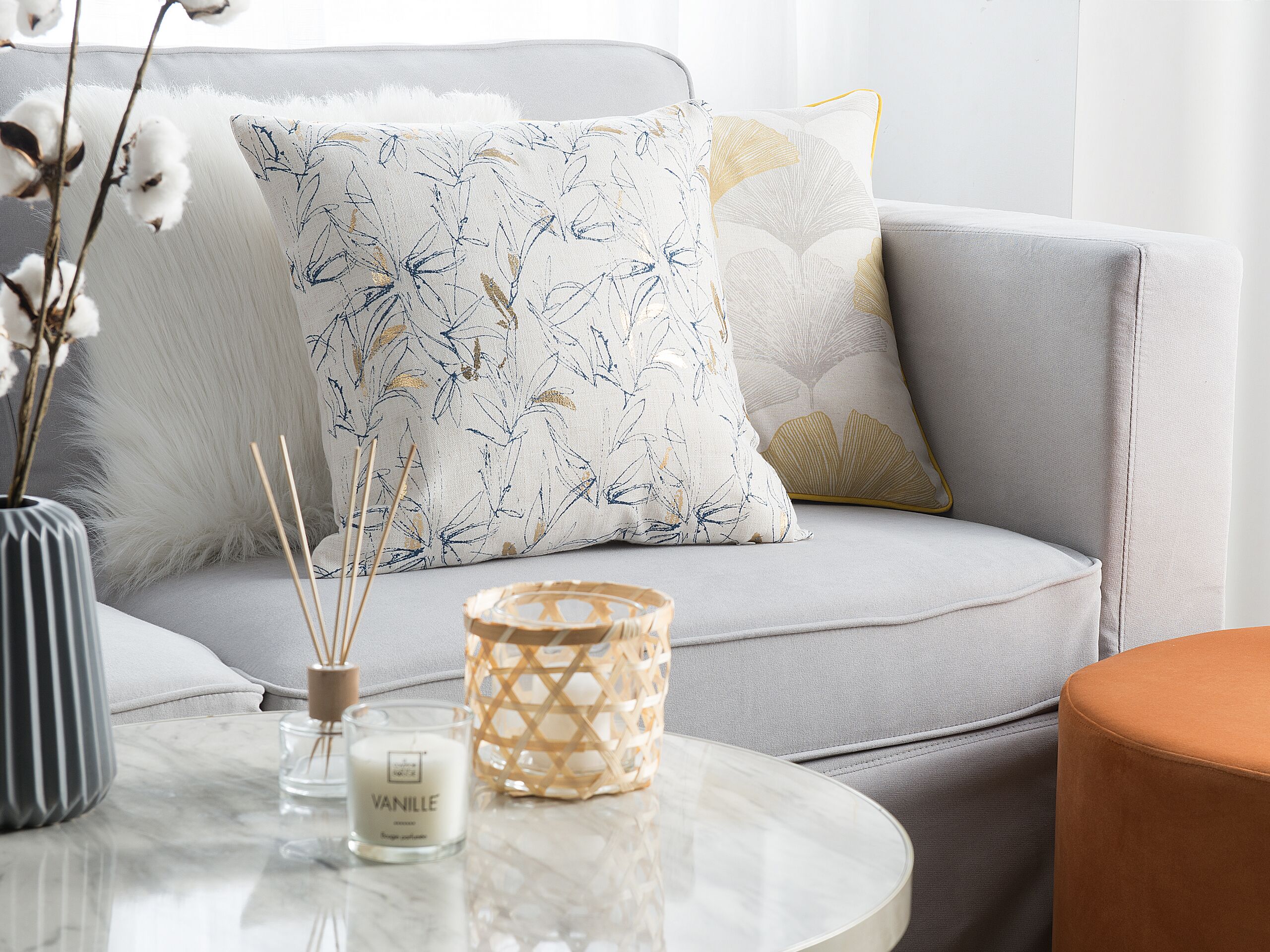 Set di 2 cuscini ARBOR 45 x 45 cm Beige Trama floreale - 2