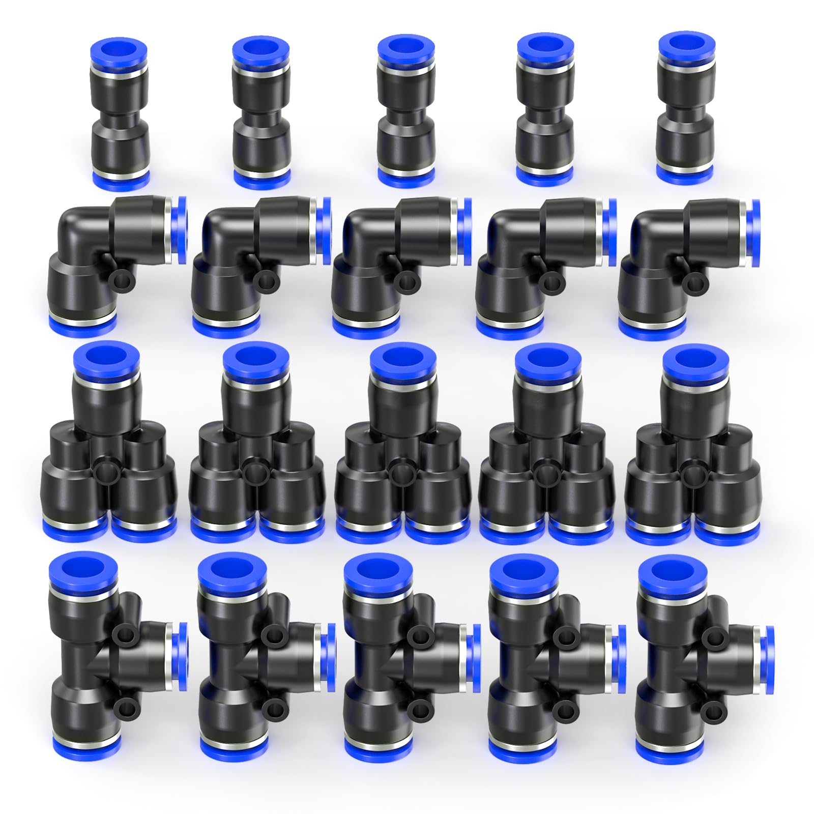 20 pièces bleu 6mm de diamètre extérieur Raccords à emboîter Kit de ...