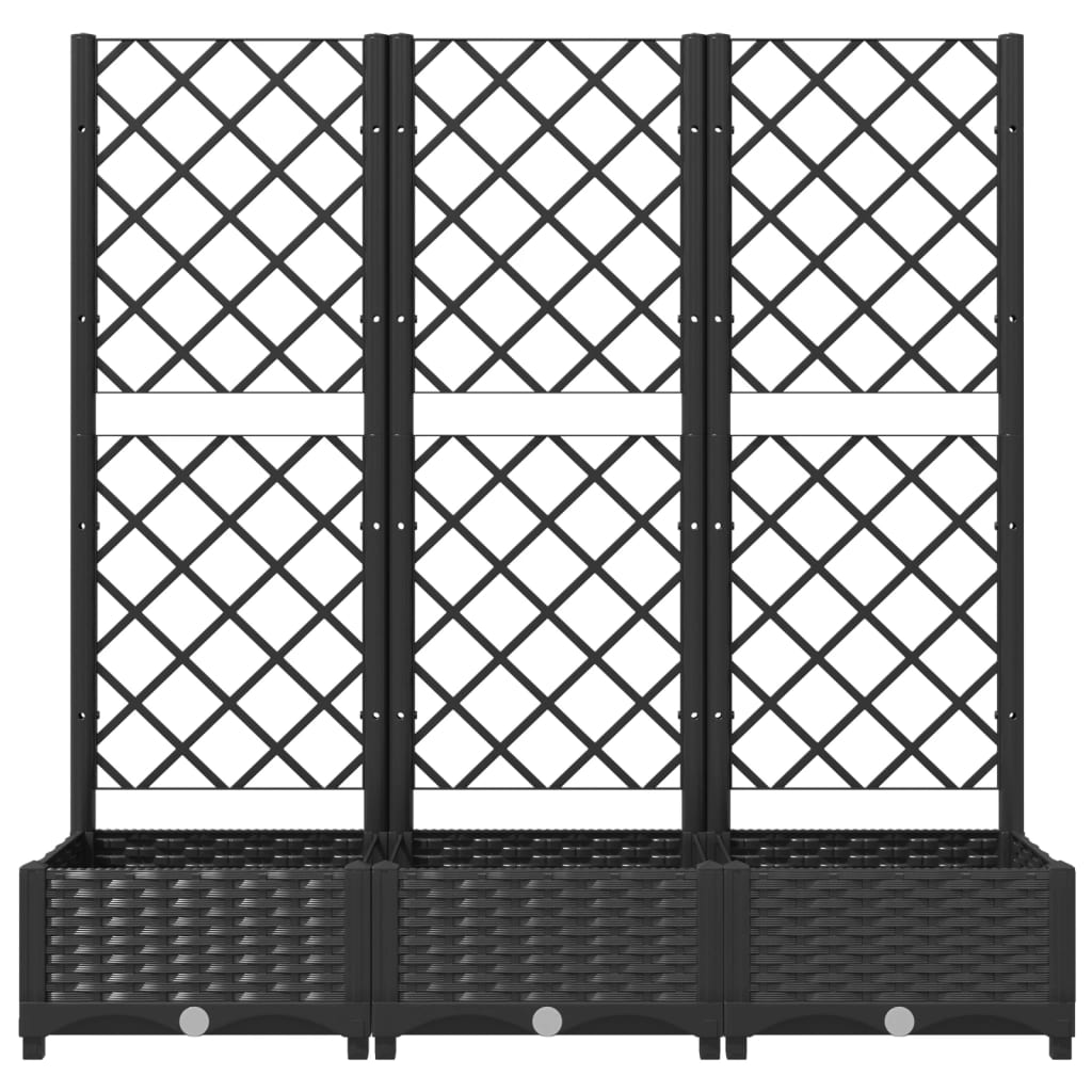 Maison Exclusive - Vaso de jardim com treliça preto 120x40x121,5 cm PP - 4