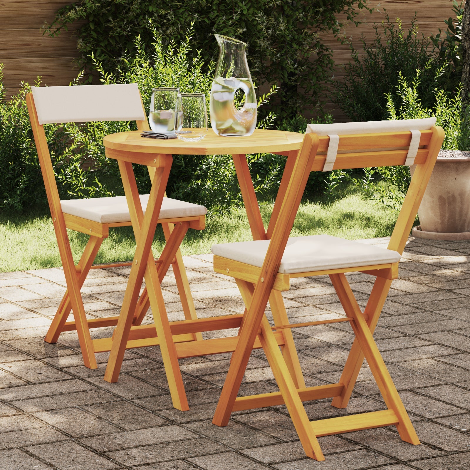 Zestaw do jadalni w ogrodzie z poduszką 3 pcs Olej Naturalny vidaXL