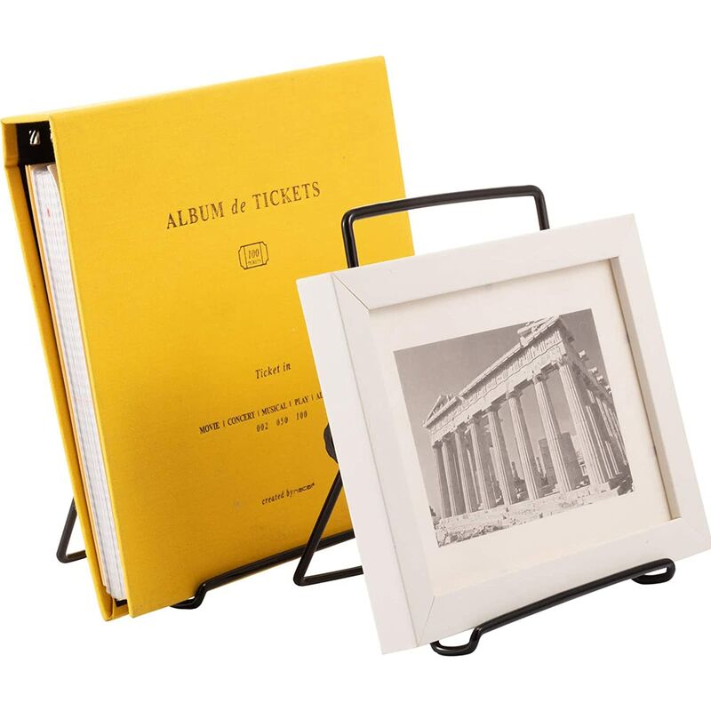 2 pcs Support Cadre Photo, Porte Assiette Decorative, Support Assiette a Poser, Réglable Pliable Petit Chevalet Assiette Noir - 4