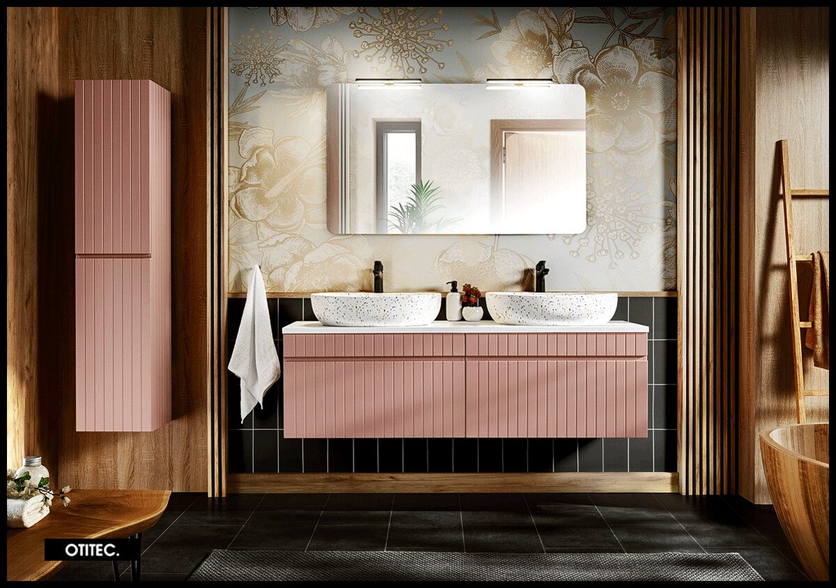 Ensemble de meuble de salle de bain - 160 cm - avec 2 vasques à poser