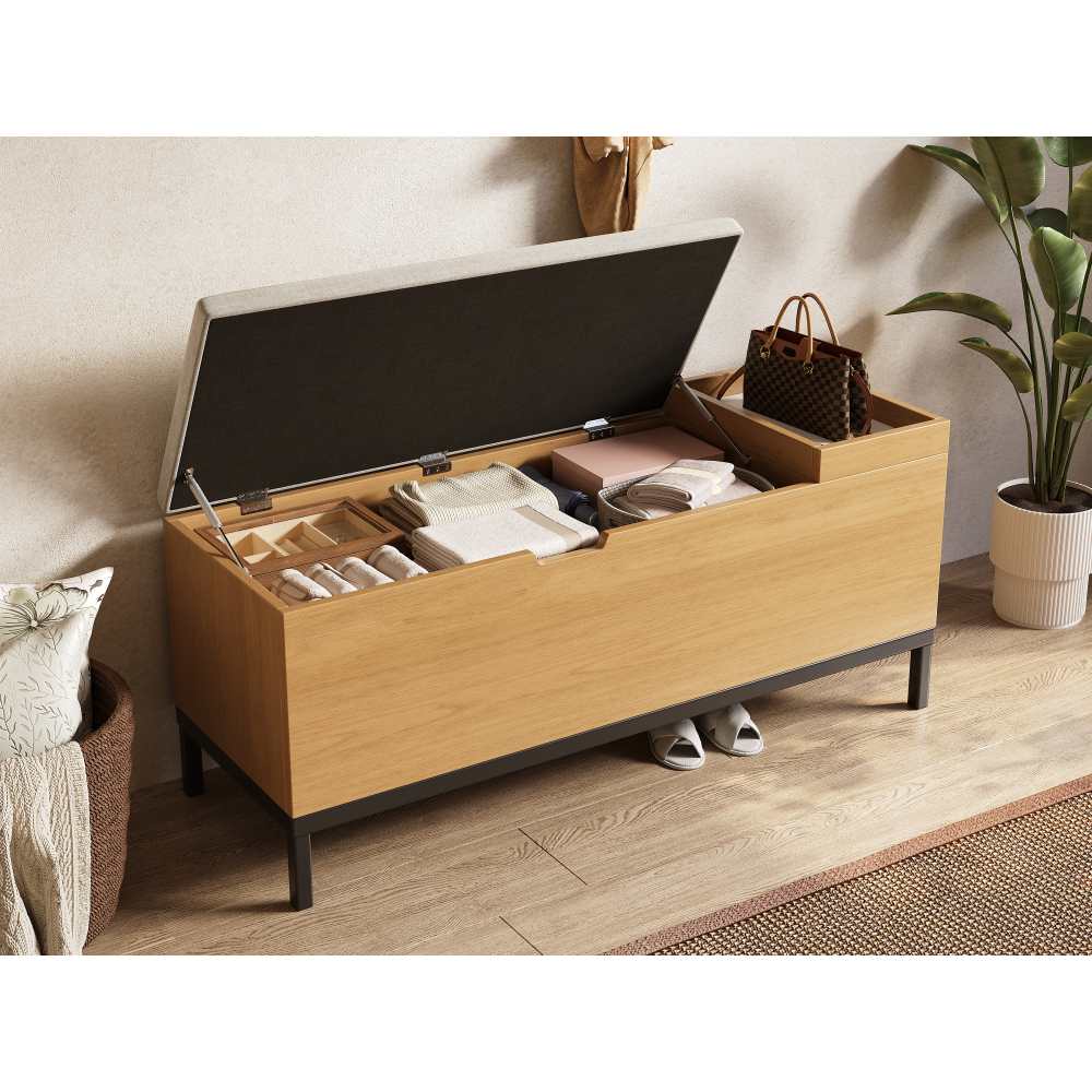 Banc de rangement multifonction avec siège rembourré et coffre spacieux pour salon chambre et entrée - 8