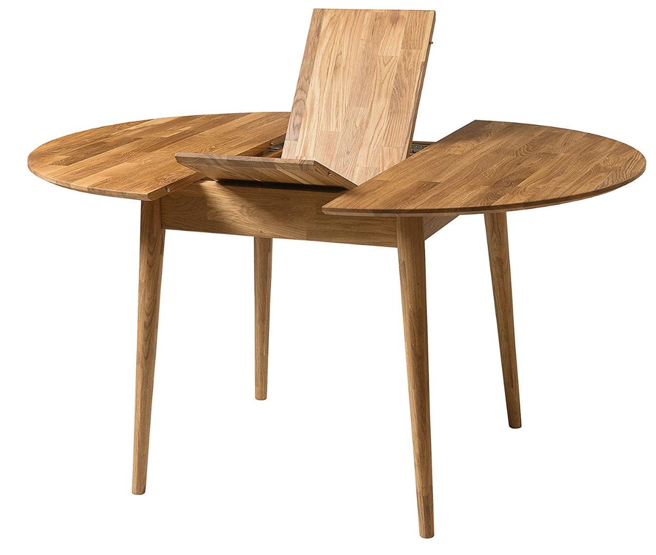 Table à manger ronde extensible 100 à 130cm en bois de chêne massif ...