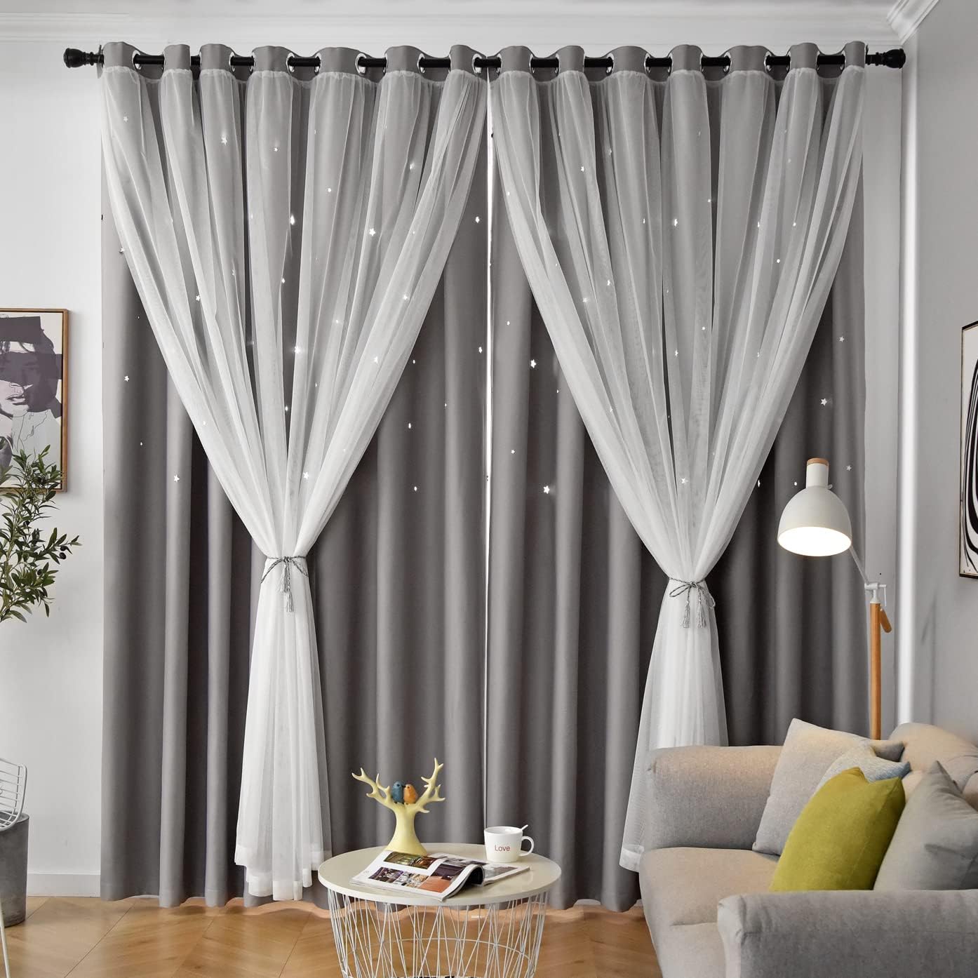 Tende Oscuranti Per Camera Da Letto Ragazze - Jubilantex Con Farfalle Metallizzate E Argento, 2 Pannelli 132x137 Cm