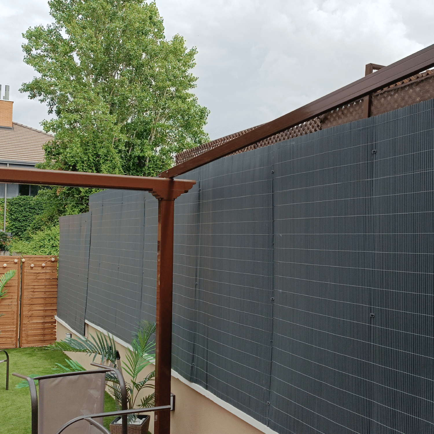 Bonerva | Pack 2 ud Mimbre PVC Antracita 1,5x3 Metros | 90% Ocultación | Cercado de Mimbre artificial Ocultación Jardín y terraza | Anti UV - 2