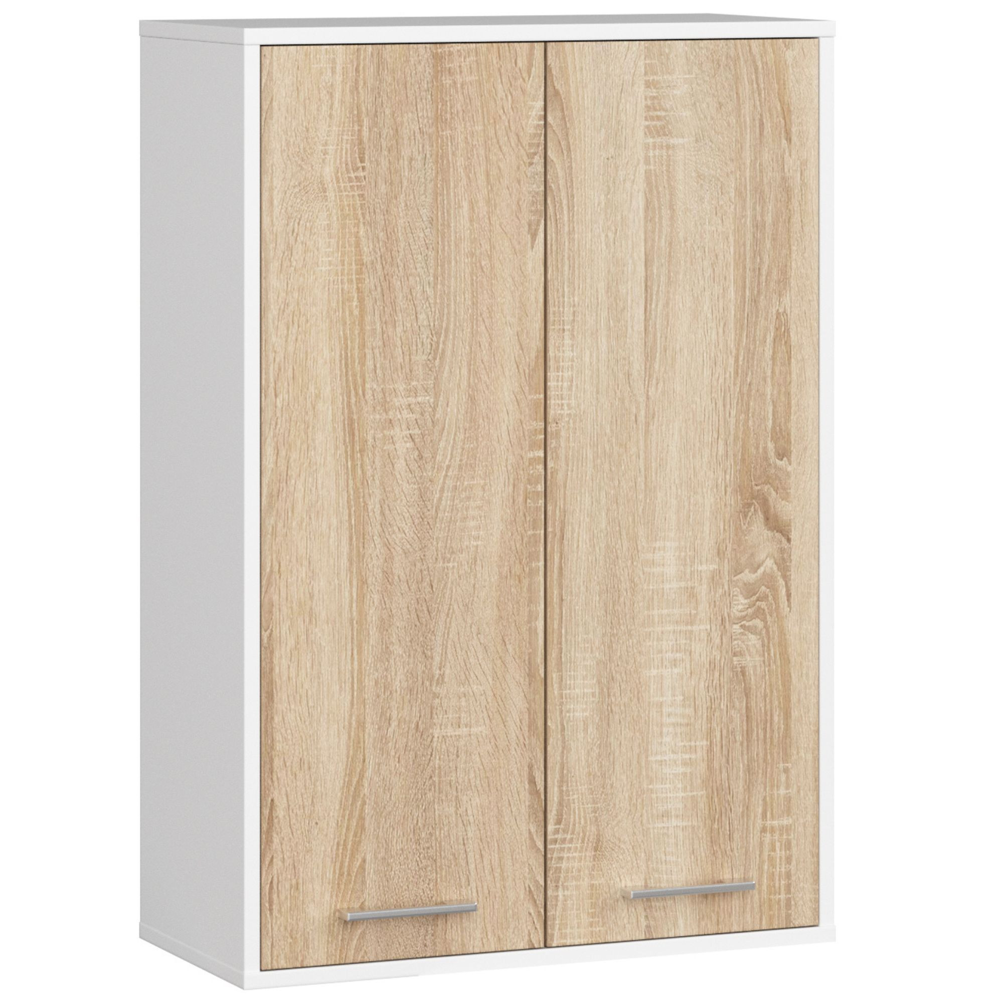 Szafka łazienkowa wisząca AKORD FIN Biała, Dąb Sonoma 64 cm 2 drzwi 64x30x94 cm