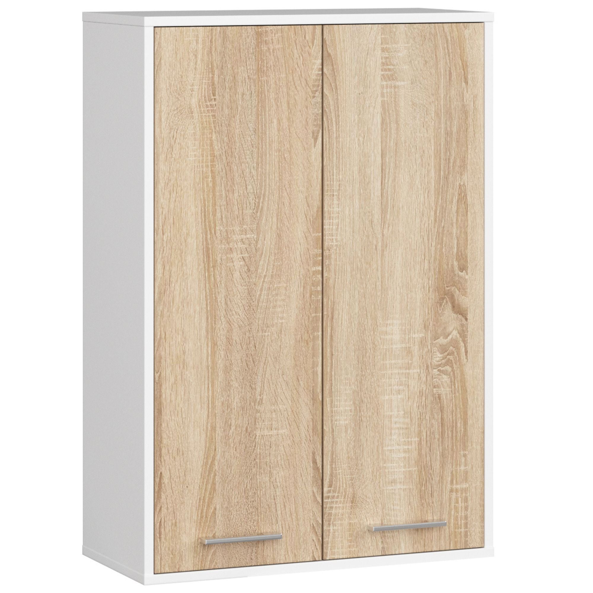 Szafka łazienkowa wisząca AKORD FIN Biała, Dąb Sonoma 64 cm 2 drzwi 64x30x94 cm