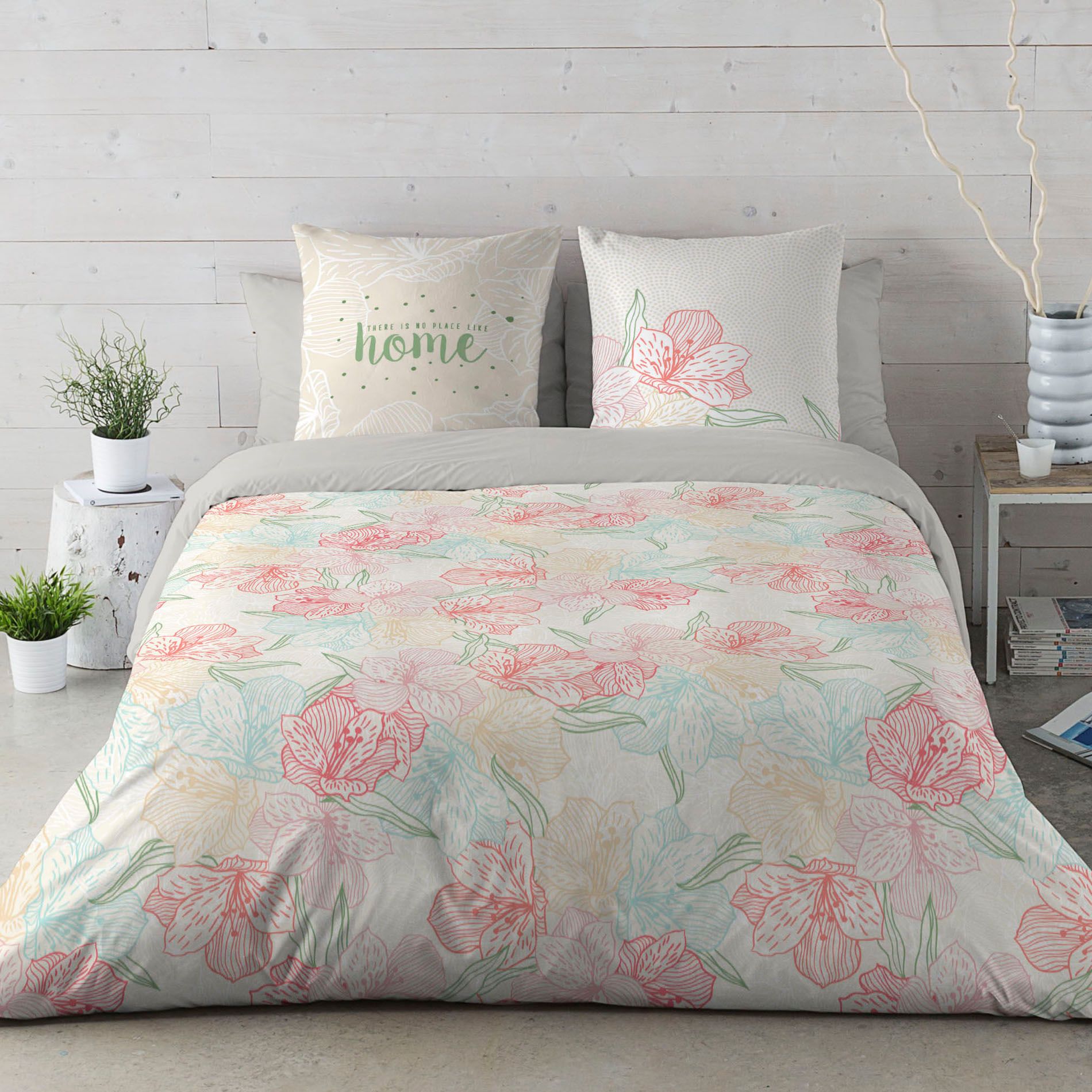 Parure De Lit Simple Fusion Woodland Dreams - 140x200 Cm, 52% Polyester Recyclé, 48% Coton, Motif Floral Réversible