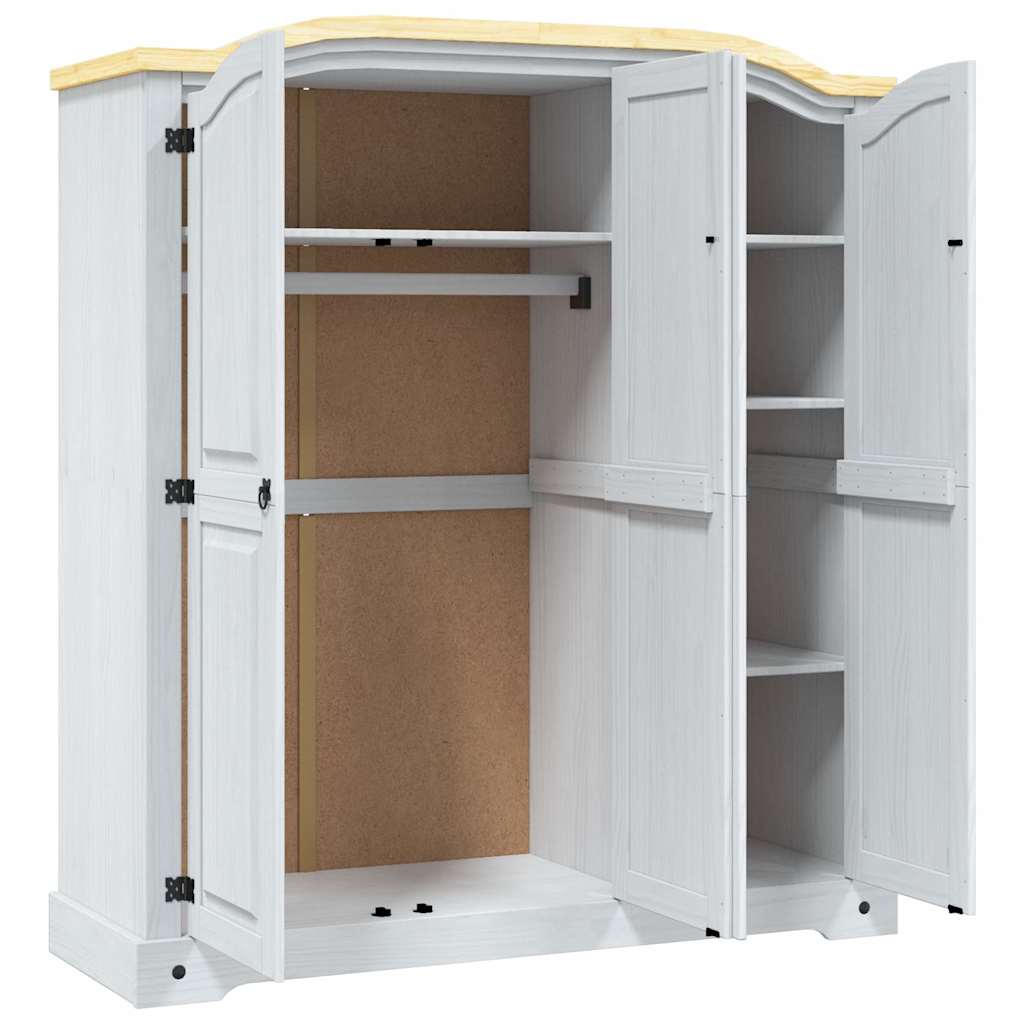 Armário de madeira de pinho mexicano estilo Corona branco com 3 portas - COMFORTXL - 6