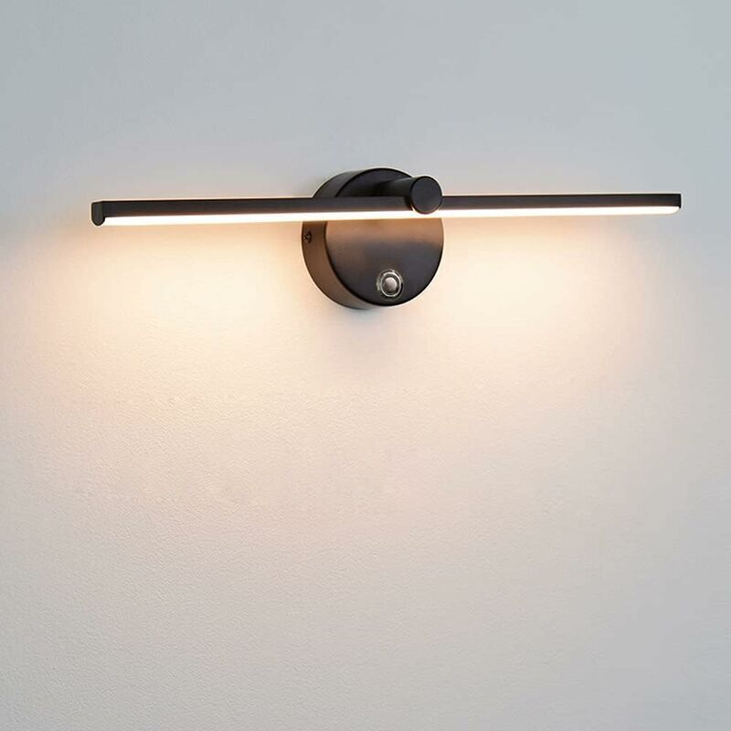 Ściemnialna lampa lustrzana LED z przełącznikiem, ściemnialna lampa ścienna LED 5 W, neutralne białe światło 4000 K, kąt obrotu 300°, 41 cm