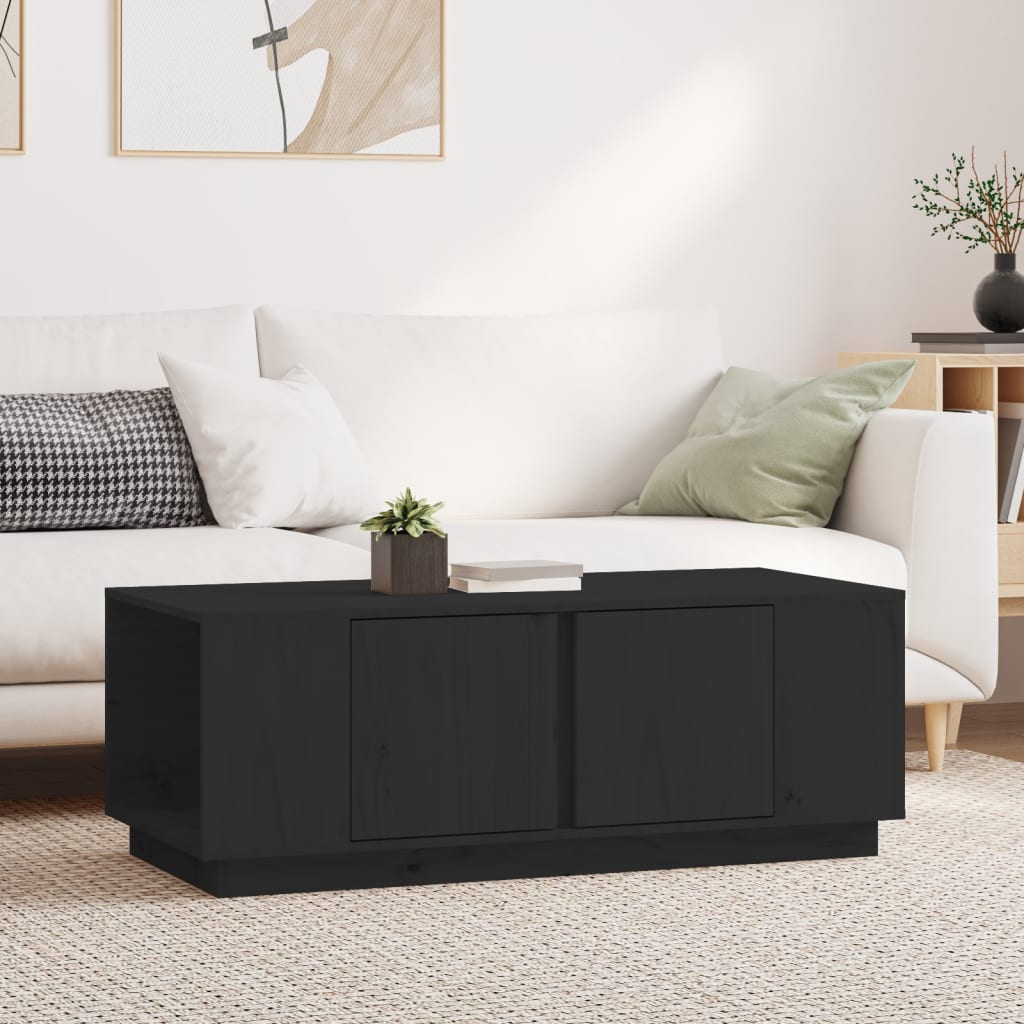 Stolik kawowy, czarny, 110x50x40 cm, lite drewno sosnowe vidaXL