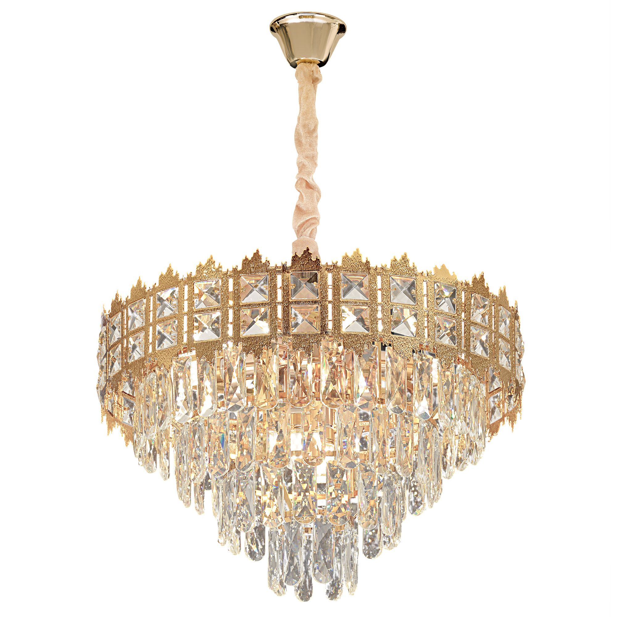 Lampa Sufitowa Wisząca Kryształowa Toolight G049-Cp 60Cm Złoty 60Cm