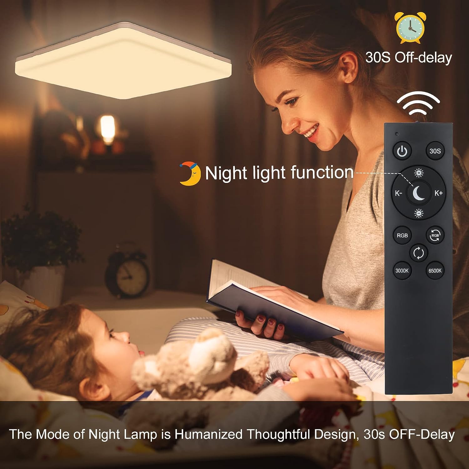 LOVHAUS Plafonnier LED RGB 24W Dimmable avec Télécommande, Luminaire LED Plafond Cuisine LED 2400LM pour Salon, Salle de Bain, Chambre d'enfant,IP54 - 5