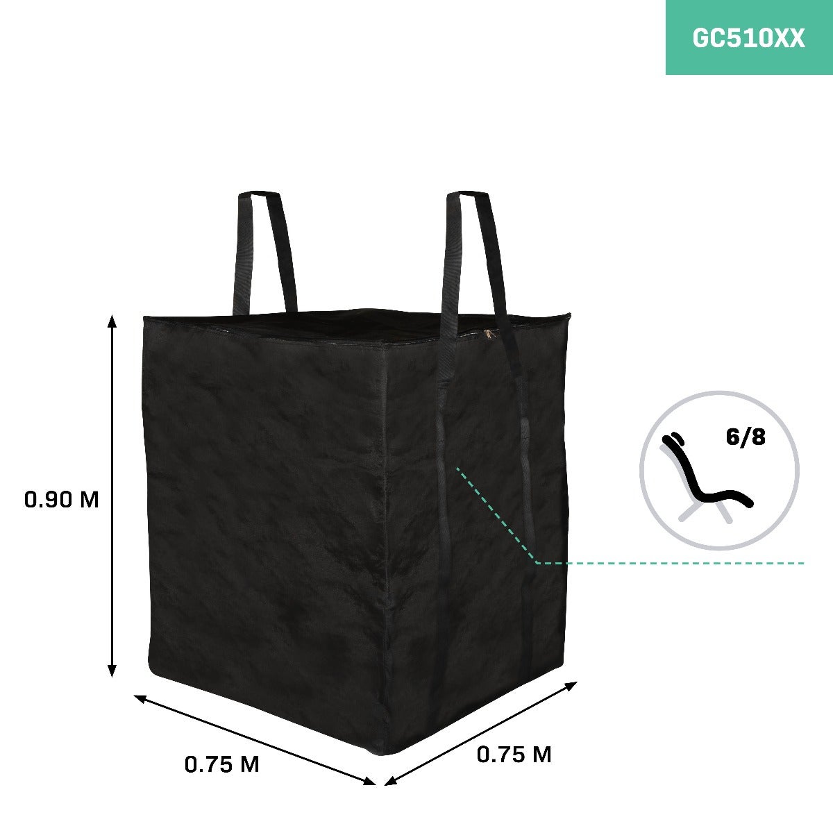 Sac de rangement VONROC pour coussins de lounge de jardin 75 x 75 x 90 cm - pour 6-8 coussins de salon - Imperméable - 4