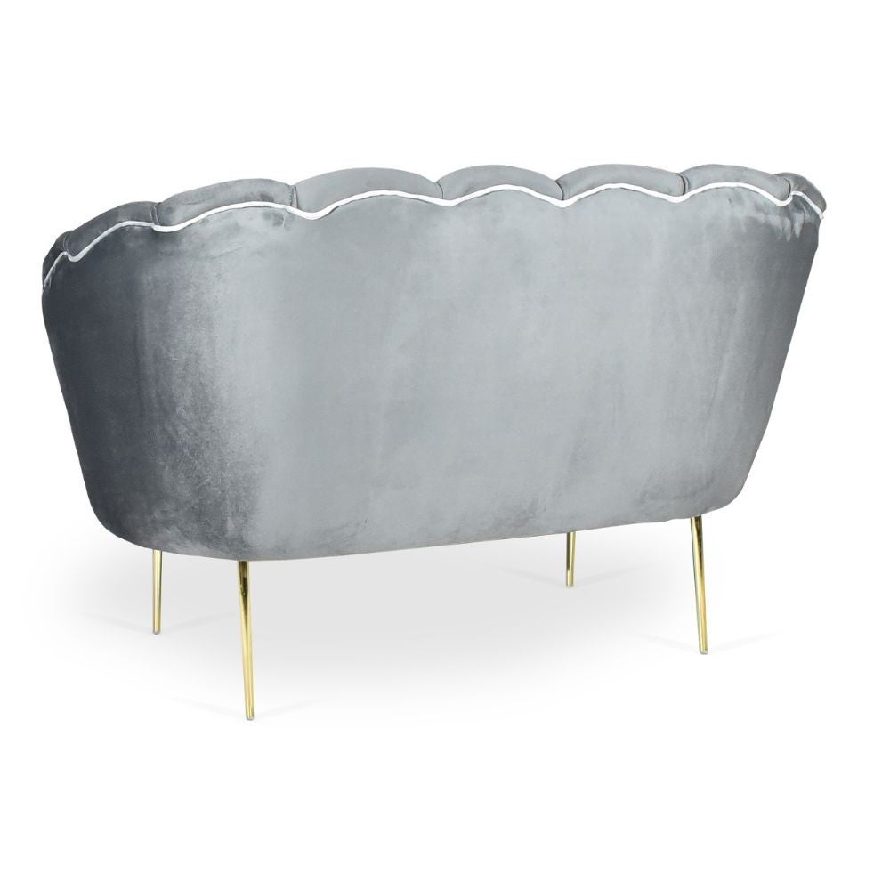 Divano due posti Orel in velluto Babyface 21 grigio piedini oro H76xL130xP70 - 3