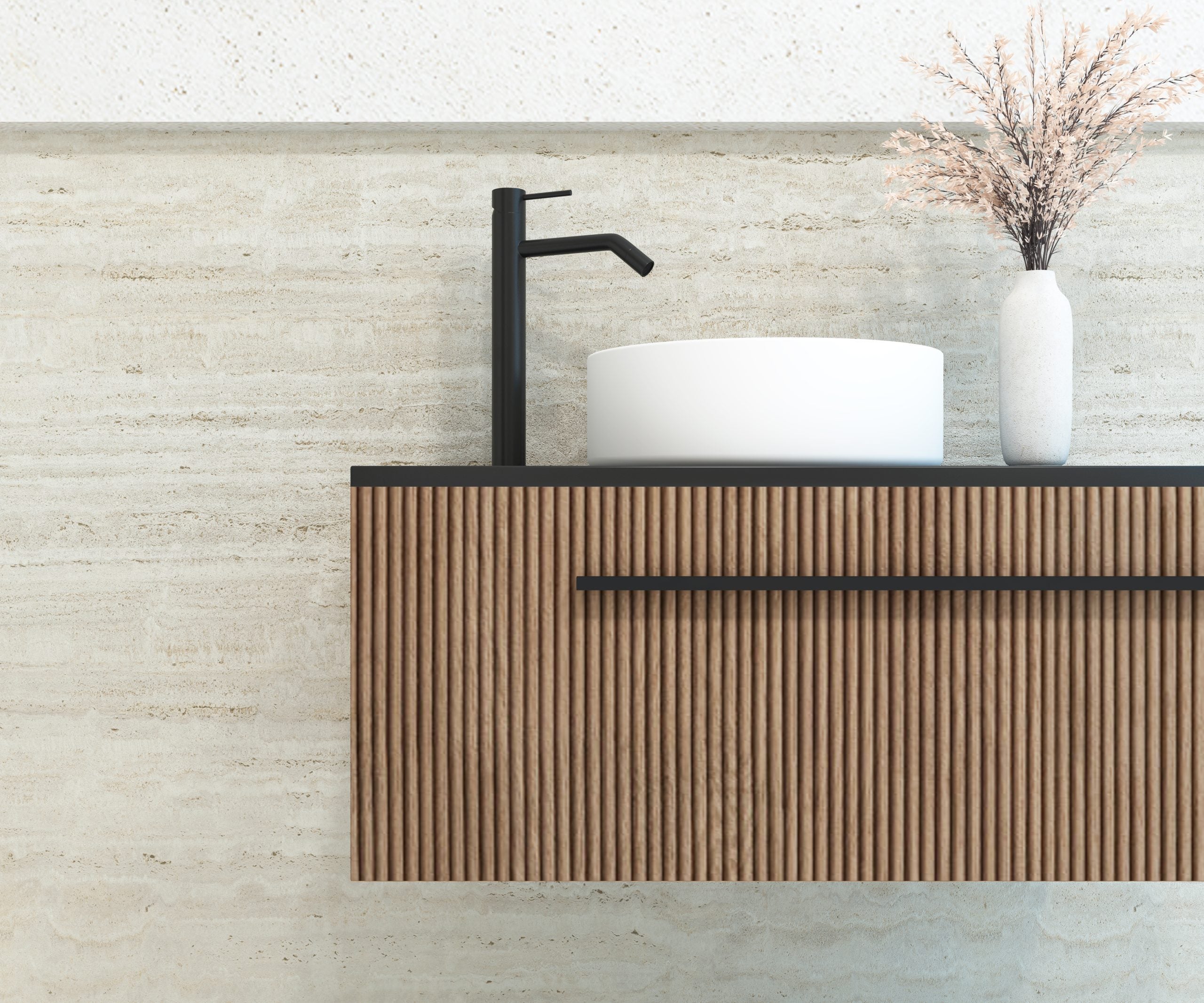 Ensemble de salle de bains Avantarea VOUGLANS Alcatraz 80 cm + lavabo + miroir rond - 2