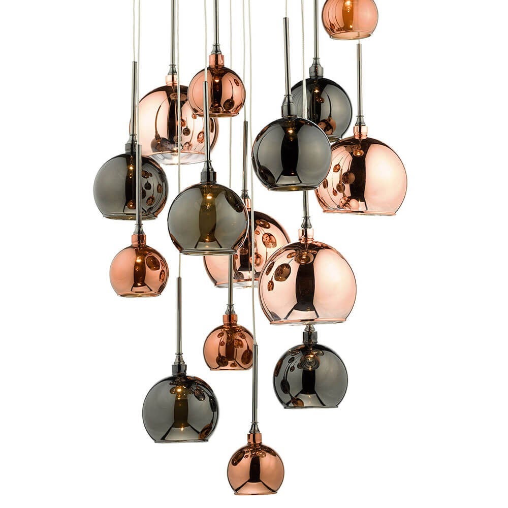 Suspension Aurelia chrome noir poli et multicouleur 15 ampoules - 7