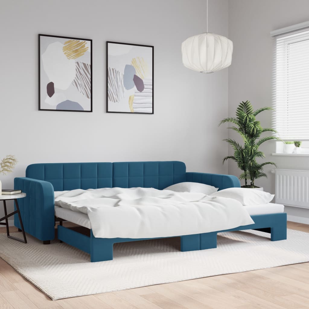 Dormeuse con letto estraibile blu 90x200 cm in velluto Leroy Merlin