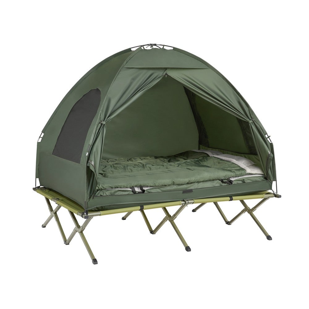 SoBuy Namiot kempingowy 1-drzwiowy Ciemnozielony 193x145x188cm Funkcjonalny OGS32-L-GR