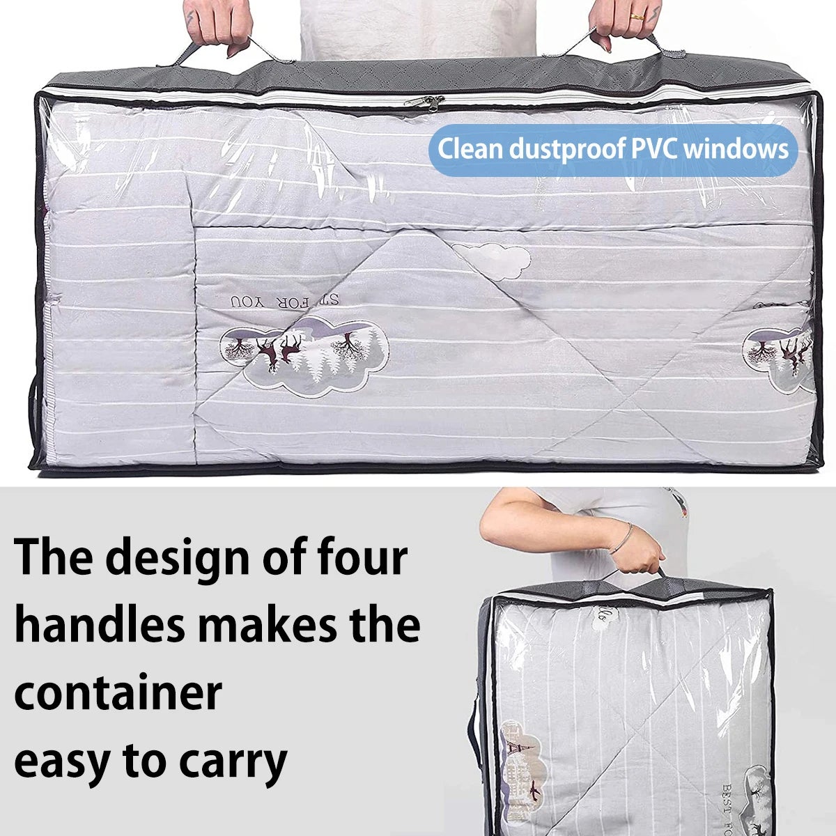Conteneurs de rangement sous le lit, 4 pièces de 75l, bacs de rangement pour placard, sacs de rangement pliables sous le lit, 100*50*15cm - 7