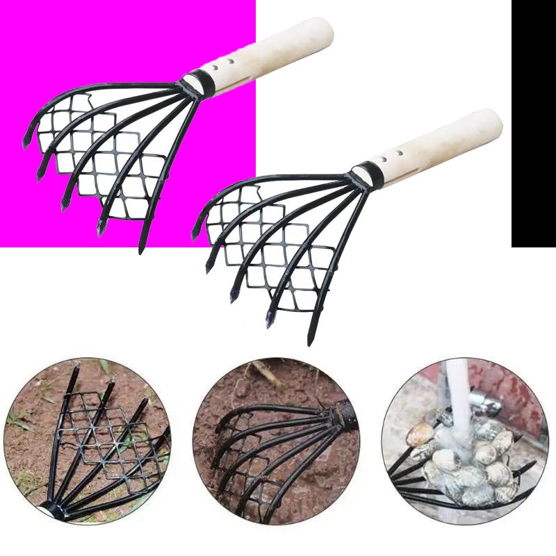 KESOTO Râteau à Main 7 Dents Pour Coquillages - Acier Inoxydable 9 Cm - Outil Pêche à Pied, Jardinage - 10