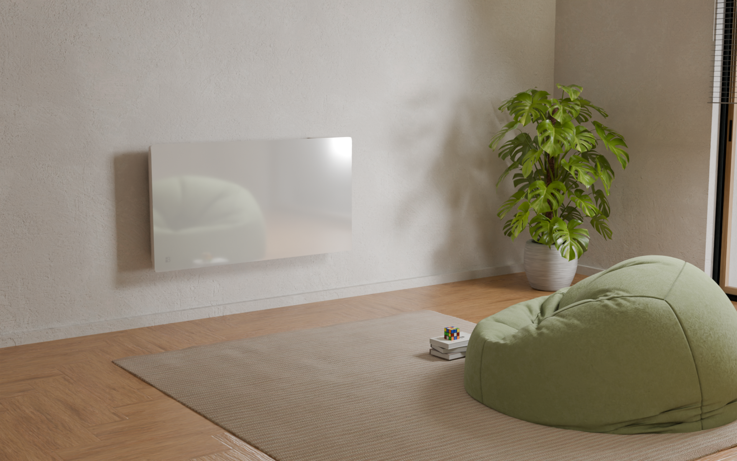Radiateur Inertie Sèche BESTHERM TANIN 2000W - Blanc - Programmable - Écran Tactile