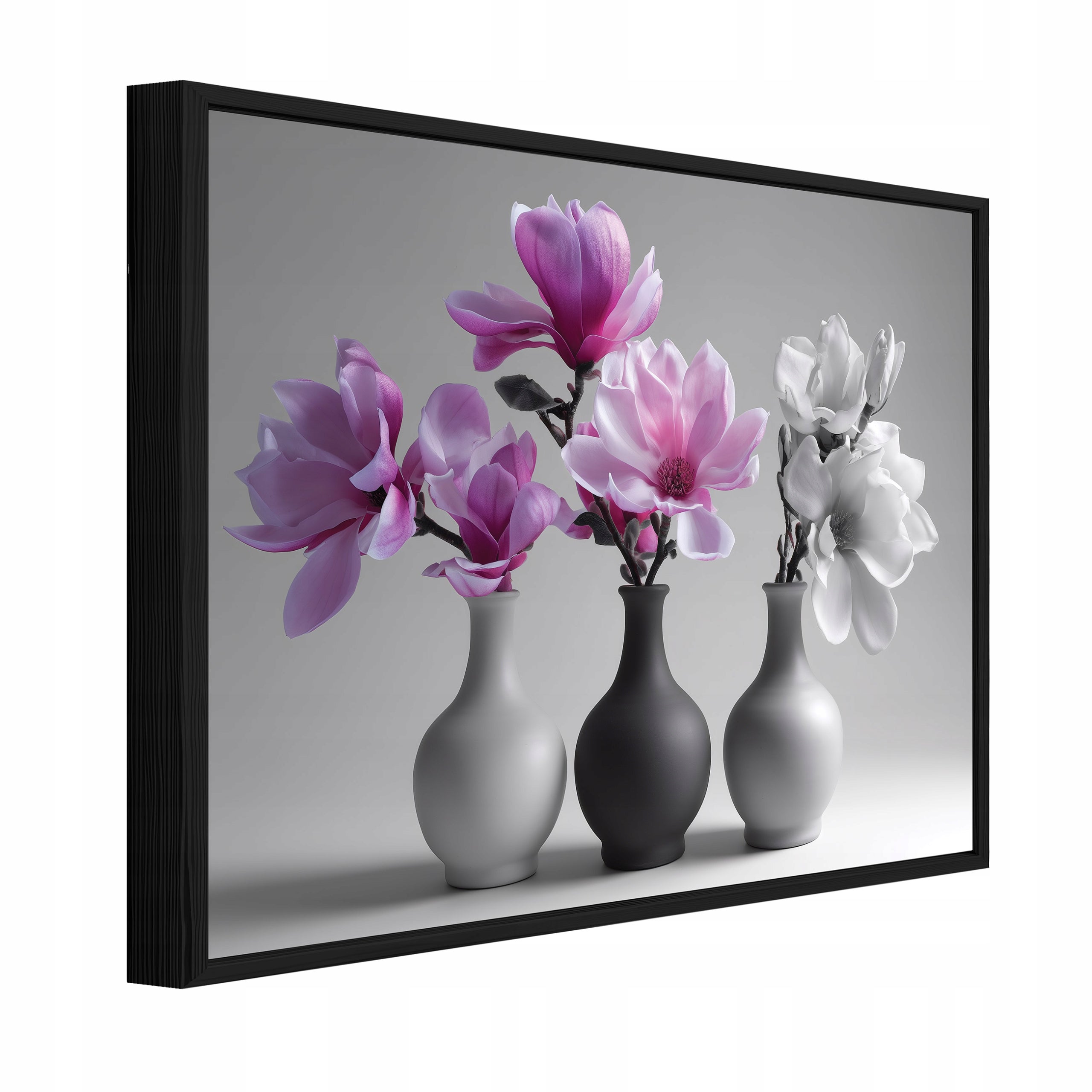 Tablou Canvas flori vaza roz natura Tablou decorativ Rama Neagra Living Bucatarie Tablouri de perete 60x40 cm