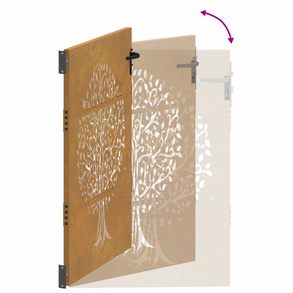 vidaXL Portail de jardin 85x150 cm acier corten conception de l'arbre - 9