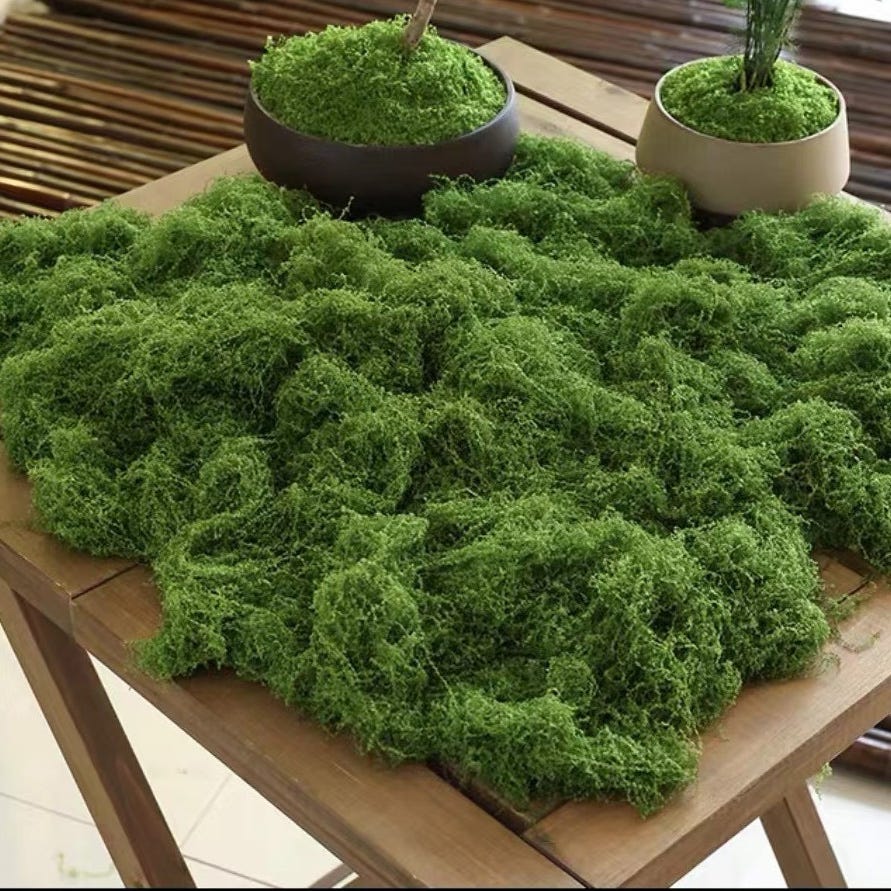 CHAOTEMAI Muschio Finto Per Decorazioni Muschio Stabilizzato Finto Lichene Stabilizzato Muschio Presepio Sintetico Quadro Lichene Decorazioni Parete Terrario Casa (Verde Chiaro 200g