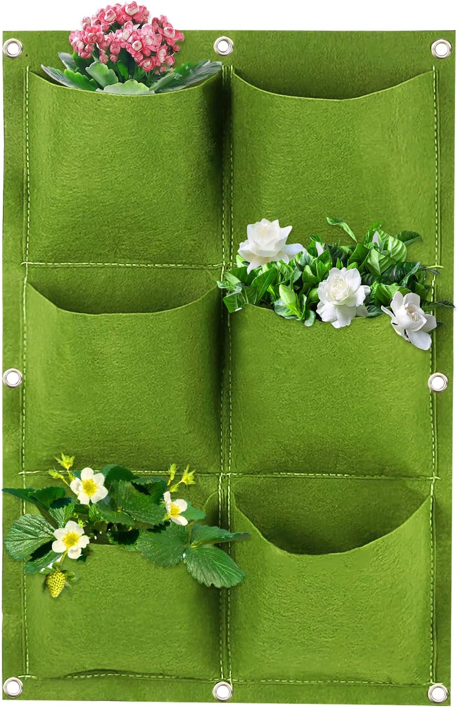 Wisząca torba na rośliny do ściany, 6 kieszeni, pionowe torby filcowe do sadzenia, torby do uprawy montowane na ścianie, kieszeń na kwiaty ogrodowe do
