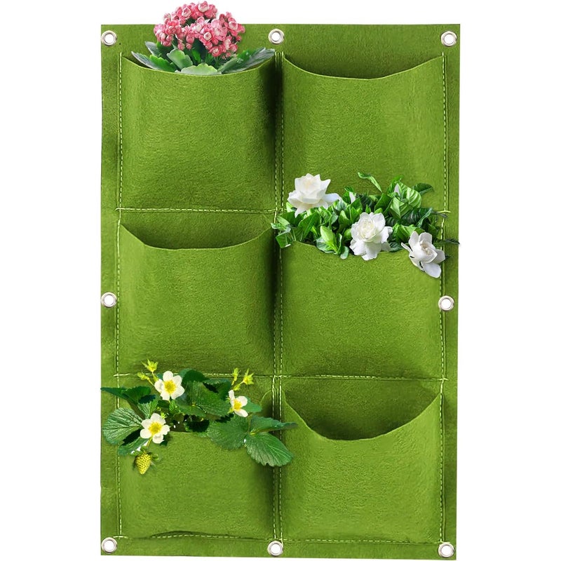 Wisząca torba na rośliny do ściany, 6 kieszeni, pionowe torby filcowe do sadzenia, torby do uprawy montowane na ścianie, kieszeń na kwiaty ogrodowe do