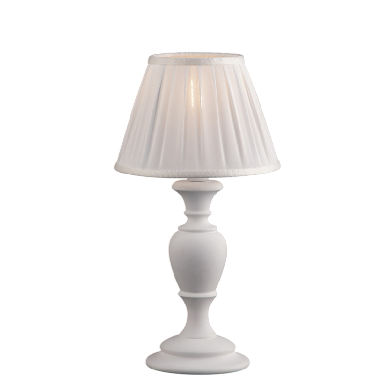 Fiorenza Shabby white wooden table lamp, 1 light, with lampshade dm.20 H.43 Ø20 BL172-LT-BCO