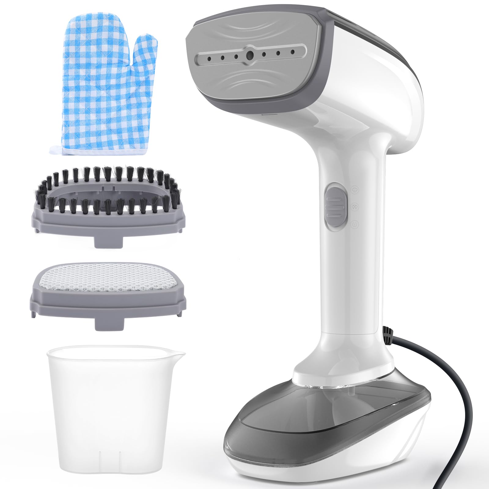 Przenośny parownik do ubrań z funkcją parowania, dyszą parową, szczotką do usuwania kłaczków i rękawicą, zbiornik 300 ml, 1200 W, 220 V