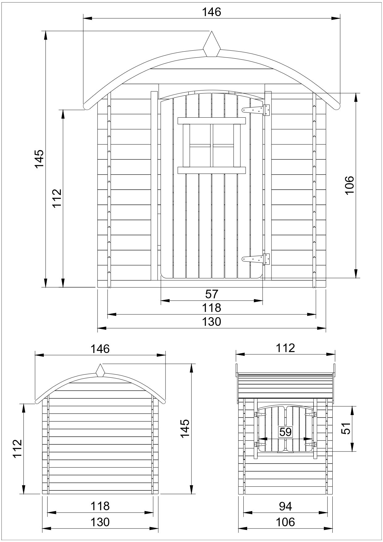 Maison en bois pour enfants SANS PLANCHER- 112x146xH145cm/1.1m2 - maison jardin enfant exterieur bois TIMBELA M505-1 - 3