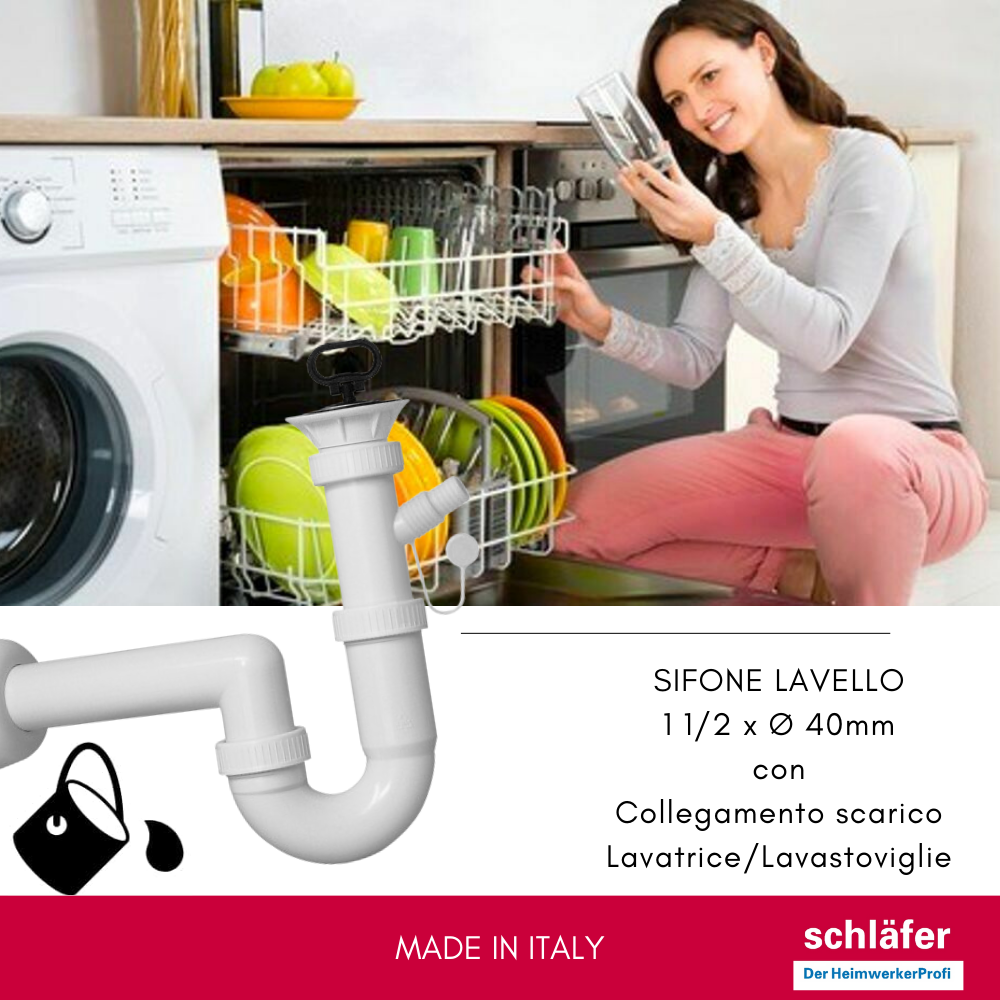 4395026 Schläfer | Raccordement lave-vaisselle Siphon pour évier, Kit de vidange de siphon universel G 1