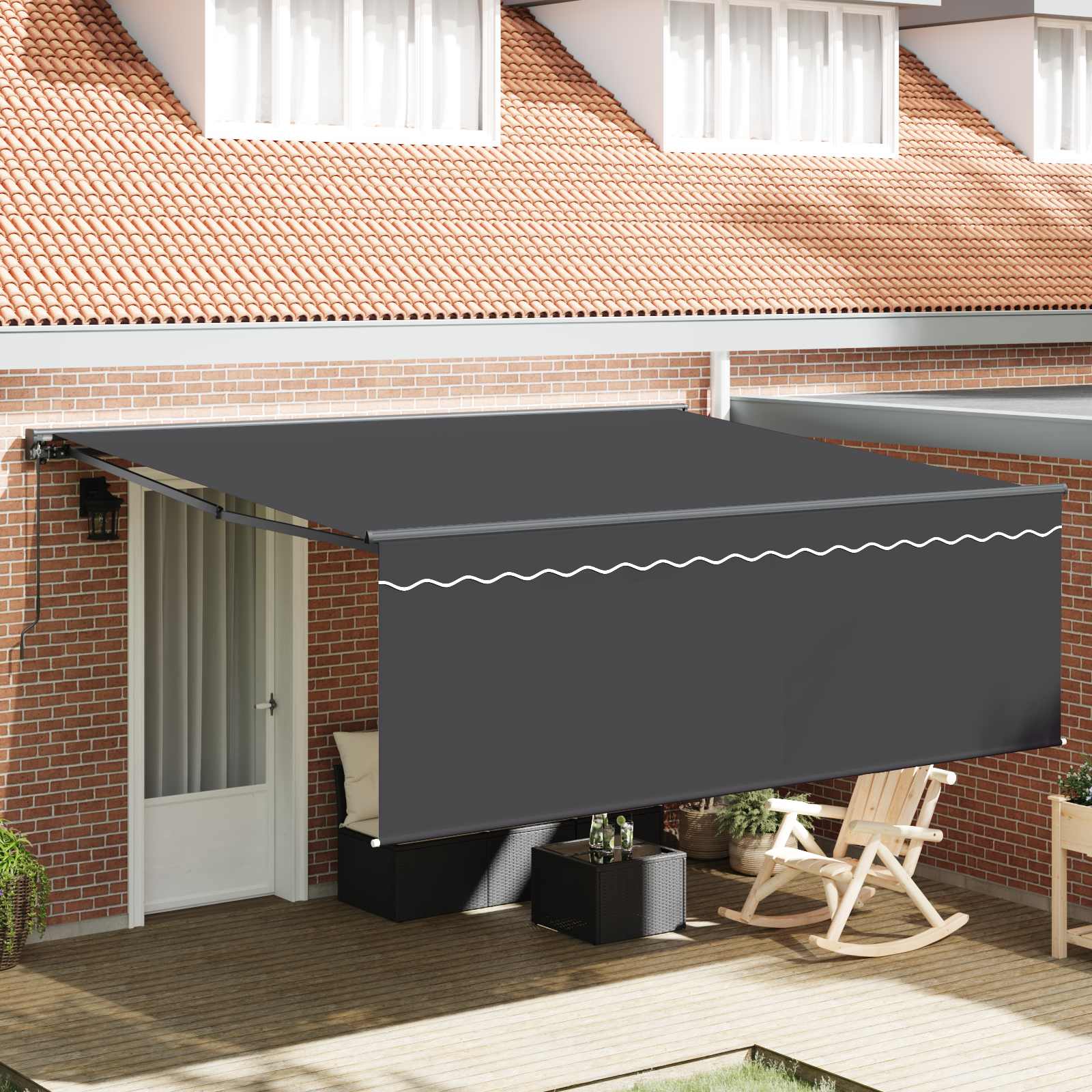 Rama markizy Żółty i Biały 350 x 250 cm Poliester z powłoką PU vidaXL