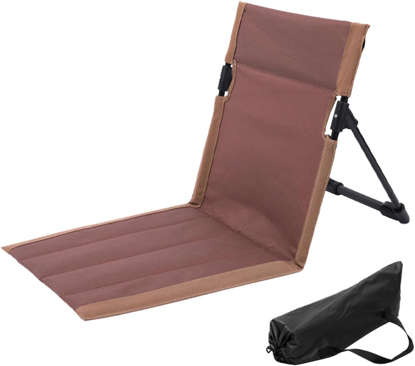 Krzesło składane, 39,5 x 38,5 x 41,5 cm, wykonane z brązowej rury aluminiowej z oparciem, idealne na piknik na plaży lub trawniku, 1 sztuka