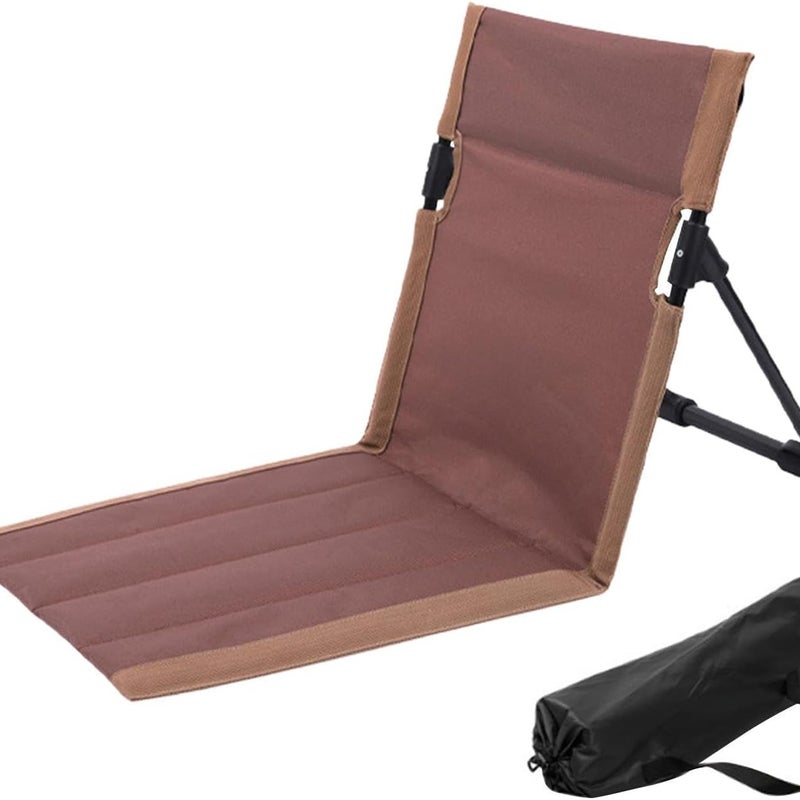 Krzesło składane, 39,5 x 38,5 x 41,5 cm, wykonane z brązowej rury aluminiowej z oparciem, idealne na piknik na plaży lub trawniku, 1 sztuka