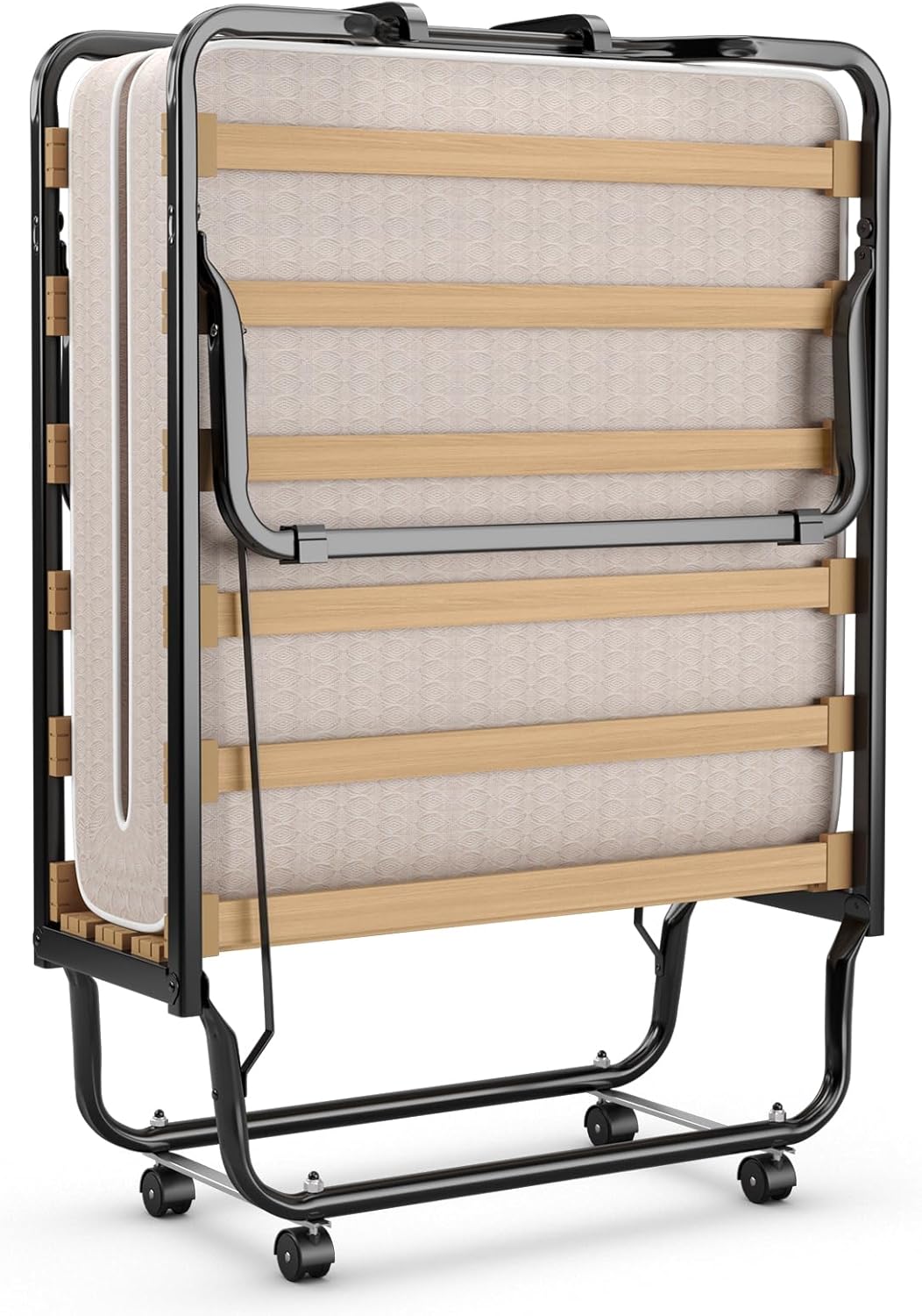 Lit d’Appoint Pliable 200x80cm avec Matelas en Mémoire 10 cm pour 1 Personne, Lit Pliant à roulettes Charge 120kg Fabriqué en Italie - 4