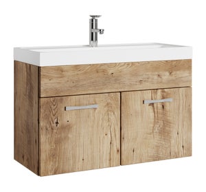 Meuble Sous Lavabo Invité 40 Cm – Lavabo Céramique Intégré + Armoire Blanche – Compact 81 X 40 X 22 Cm Pour Petite Salle De Bain