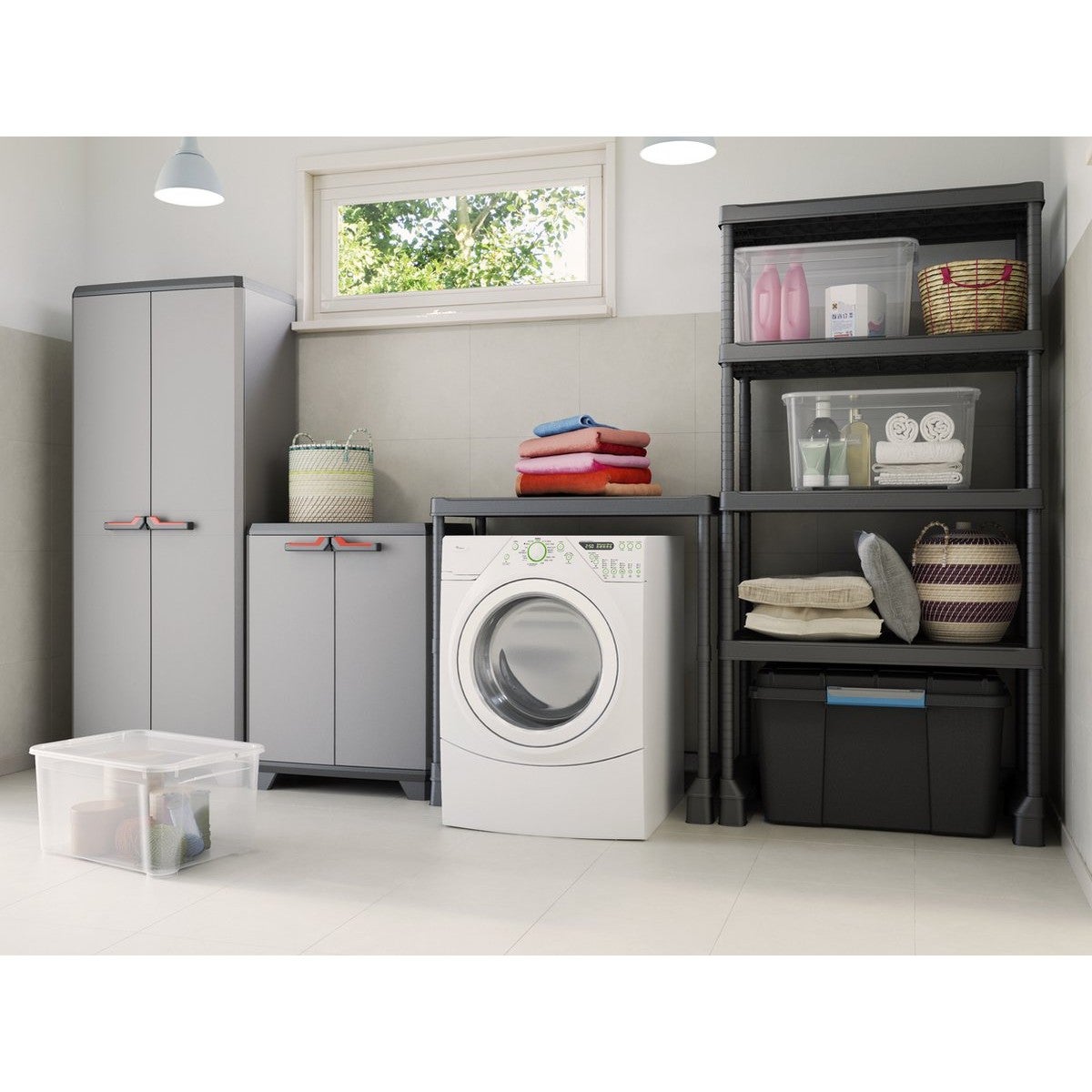 Armoire basse de Rangement Multifonctions Résine Étagères et Pieds 39 x 68 x 90 cm KETER - 3