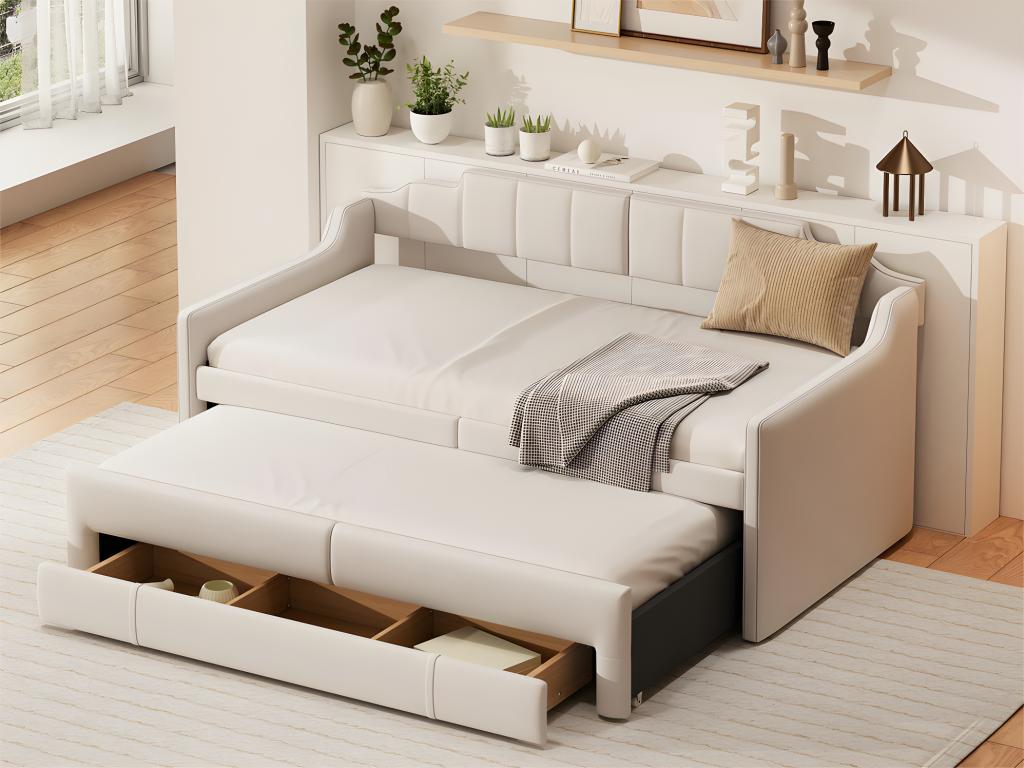 Letto Singolo Con Contenitore Divano Letto Estraibile 90/180x200
