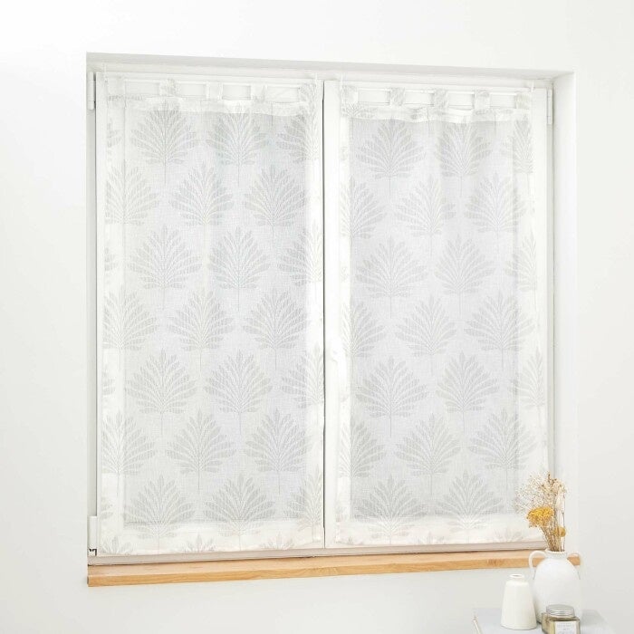 Douceur d'Intérieur, coppia di tende con passanti (2 x 60 x 160 cm) Levita, bianco, tulle operato applicato - 3