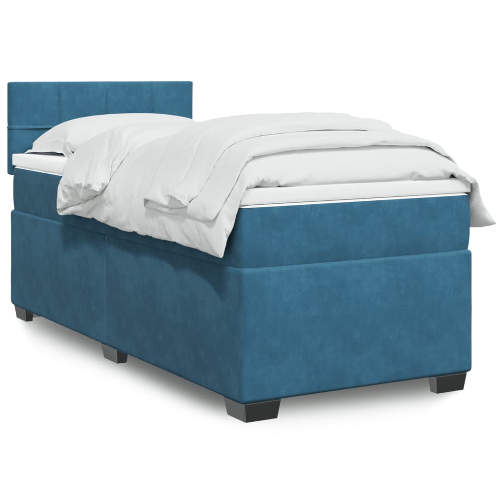 Sommier à lattes de lit avec matelas bleu 100x200 cm — COMFORTXL - 2
