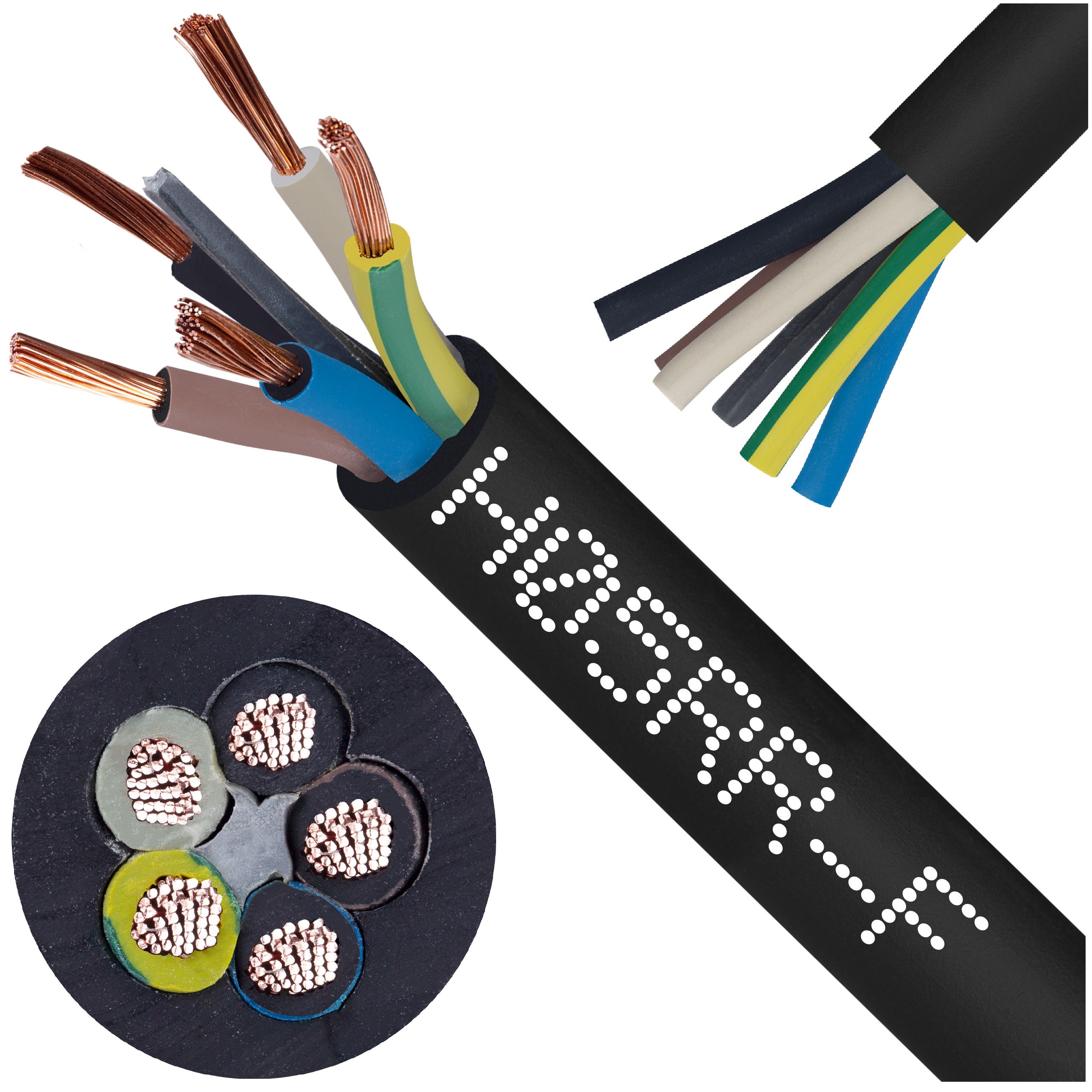 Kabel przemysłowy gumowy OW / H05RR-F 5x1,5mm2 czarny 300/500V zewnętrzny linka Elektrokabel 100m