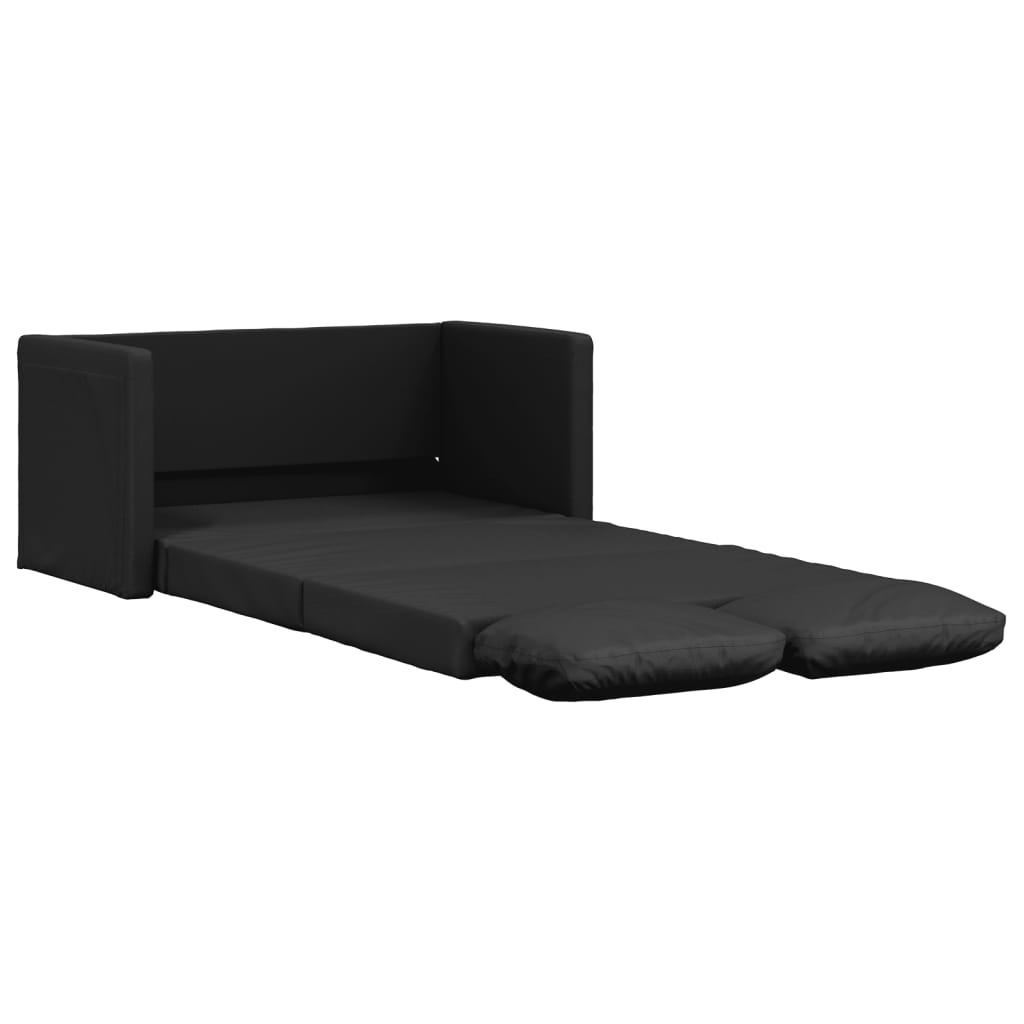 Sofá cama de suelo 2 en 1 cuero sintético negro 112x174x55 cm