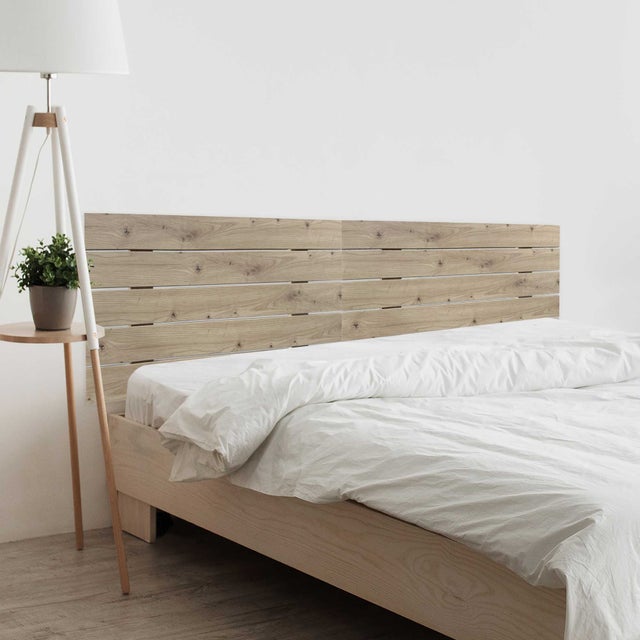 DHOME Tête de lit DM en Bois Recyclé Double Style Palette Horizontale Divisée en 2 Pièces Matériel de Palettes de Lit Inclus (160cm, Chêne)