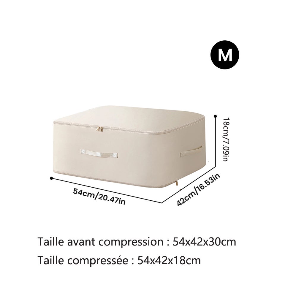 Sacs de rangement à auto-compression pour couette, boîte de rangement multifonctionnelle pour vêtements pour draps (abricot, 52 x 42 x 30 cm) - 2